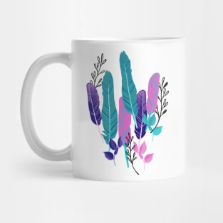 Colorful abstract hand drawn feathers and branches Mug